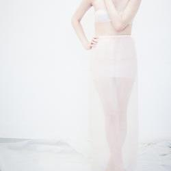 sheer maxi skirt silk organza pink beige peach